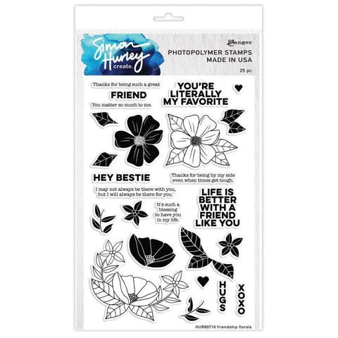 Simon Hurley create. Clear Stamps 6"X9" Friendship Florals