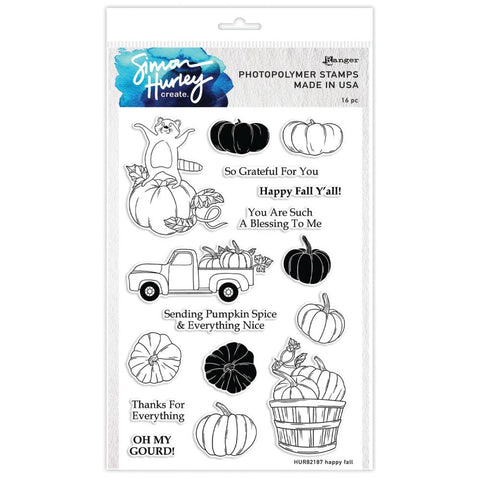 S50 Simon Hurley create. Clear Stamps 6"X9" Happy Fall