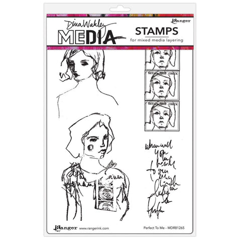 Dina Wakley Media Cling Stamps 6"X9" Perfect To Me