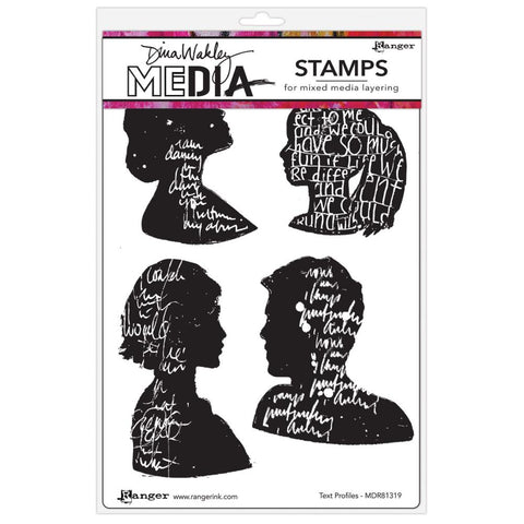 Dina Wakley Media Cling Stamps 6"X9" Text Profiles
