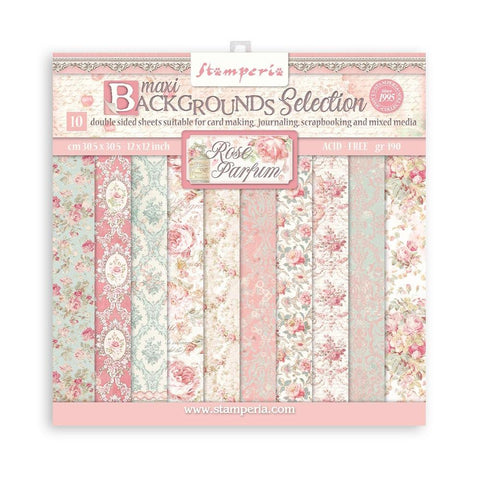 Stamperia Backgrounds Double-Sided Paper Pad 12"X12" 10/Pkg Rose Parfum, 10 Designs/1 Each