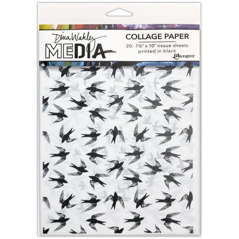 Dina Wakley Media Collage Tissue Paper 7.5"X10" 20/Pkg Flying Things
