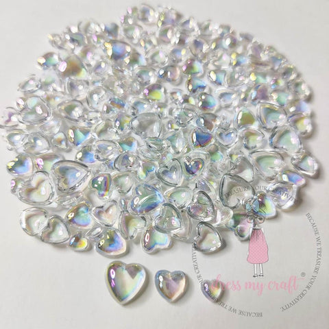 Dress My Craft Water Droplet Embellishments 8g Rainbow Heart Assorted