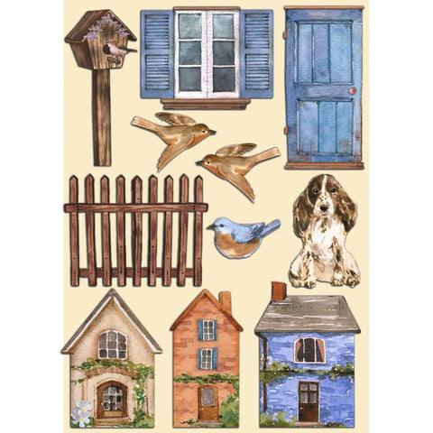 Stamperia Wooden Shapes A5 Create Happiness Welcome Home Houses