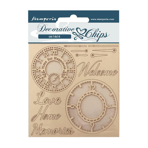 Stamperia Decorative Chips 5.5"X5.5" Create Happiness Welcome Home Clocks