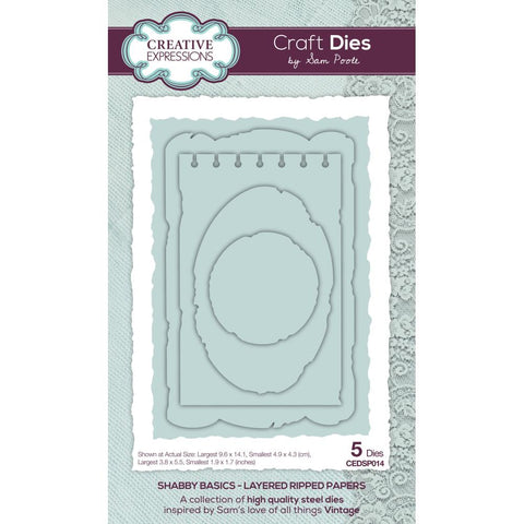 Creative Expressions Craft Dies By Sam Poole Shabby Basics- Layered Ripped Papers