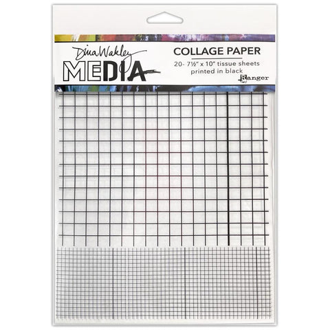 Dina Wakley Media Collage Tissue Paper 7.5"X10" 20/Pkg Grid