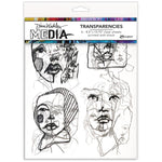 Dina Wakley Media Transparencies 8.5"X10.75" 6/Pkg Abstract Portraits Set 2