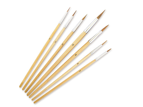 Color Factory Artist Brush Set #1-#12 Round Bristle Assorted x7 Wood Handle