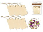 Wooden Tags w/Jute Cord F) Bracket 6pc 4.7cmx7cm