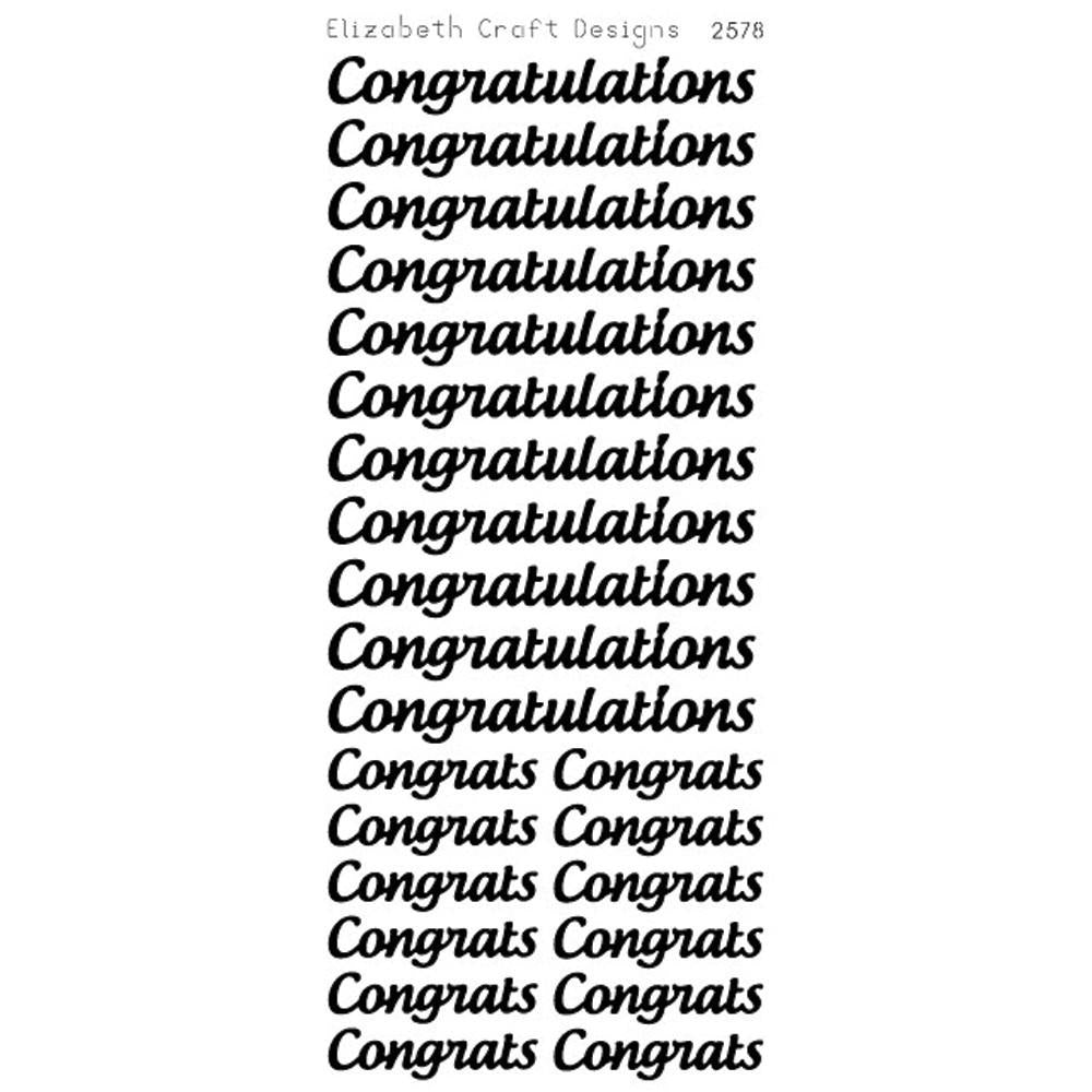 Elizabeth Craft Congratulations Large Peel off stickers black – Scrap ...