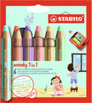 STABILO woody 3 in 1, Sets, 6-Color Pastel Set with Sharpener