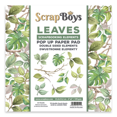 ScrapBoys 6X6 Pop Up Paper Pad, Leaves