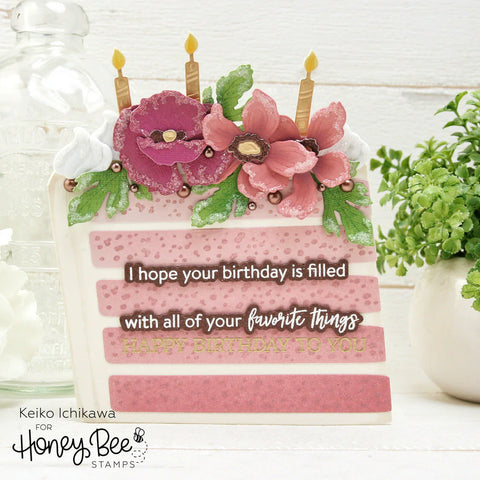 Honey Bee Stamps Birthday Cake A2 Card Base - Honey Cuts