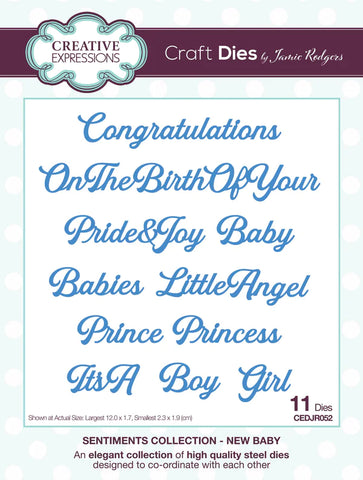 Creative Expressions Jamie Rodgers Sentiments Collection New Baby Craft Die