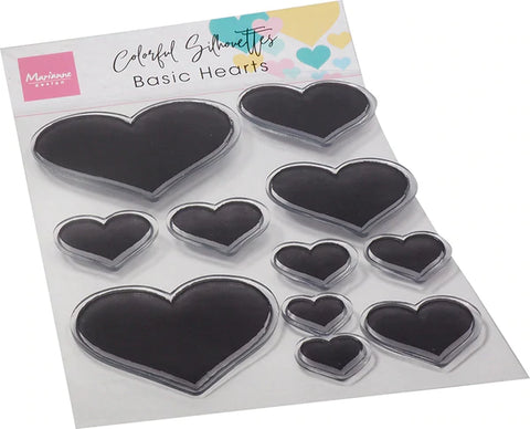 Marianne Design Clear Stamps - Colorful Silhouette - Basic Hearts