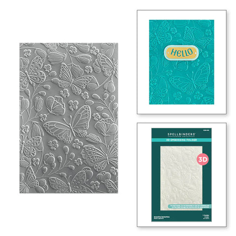 Spellbinders BEAUTIFUL BUTTERFLIES 3D EMBOSSING FOLDER FROM THE STYLISH OVALS COLLECTION