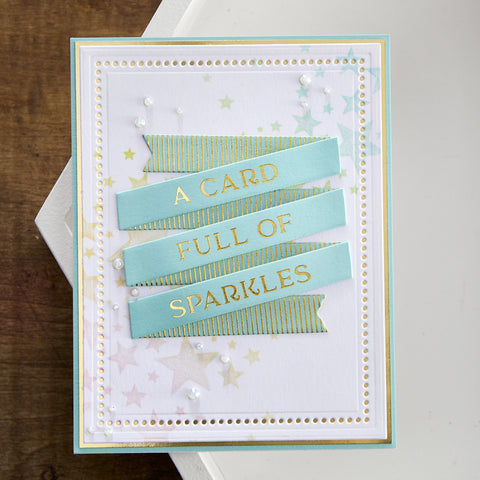 Spellbinders Sentiment Banner Glimmer Hot Foil Plate & Die Set from Spring into Glimmer Collection