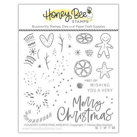 Honey Bee Stamps Country Christmas Wreath - 4x4 Stamp Set