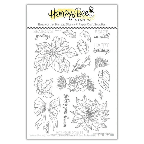 Honey Bee Stamps Pretty Poinsettias - 6x8 Stamp Set