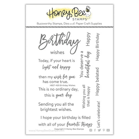 Honey Bee Stamps Birthday Wishes - 4x6 Stamp Set