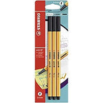 Stabilo point 88 Pen Sets, 3-Pen Set - Black, Blister carded - Peggable