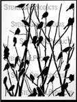 StencilGirl Products Black Birds in Trees Stencil 9" x 12"