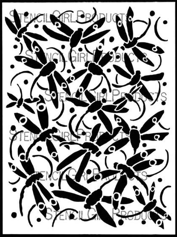 StencilGirl Products Dragonflies Background 9 x 12
