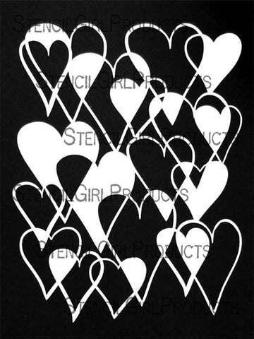 StencilGirl Products Hearts Overlapping Filled 9''X12''