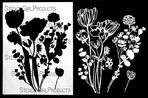 StencilGirl Products Wildflowers Botanical Mask 9" x 12"