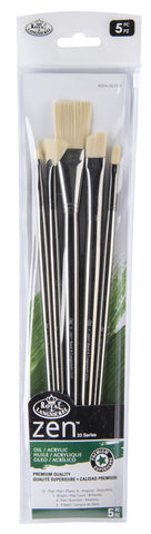 Royal & Langnickel Zen 33 Series Brush Set, Oil Flat/Angular Variety (5pc)