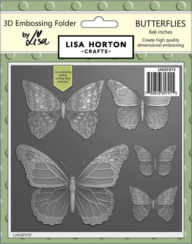 LISA HORTON --THAT CRAFT PLACE 3D Embossing Folder 6x6 With Cutting Dies - Butterflies