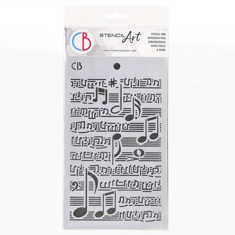 Ciao Bella Texture Stencil 5x8 - Musical Score
