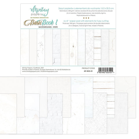 Mintay Papers 6 X 8 BASIC BOOK - BACKGROUNDS - WHITE