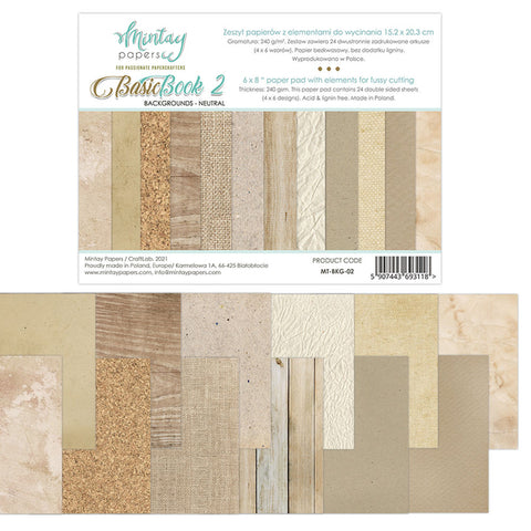 Mintay Papers 6 X 8 BASIC BOOK 2 - BACKGROUNDS - NEUTRAL
