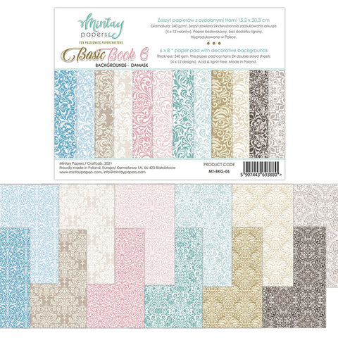Mintay Papers 6 X 8 BASIC BOOK - BACKGROUNDS - DAMASK