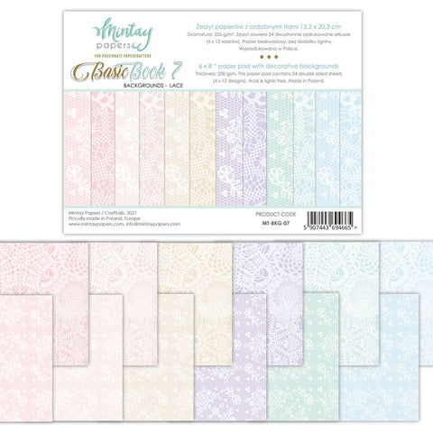 Mintay Papers 6 X 8 BASIC BOOK - BACKGROUNDS - LACE