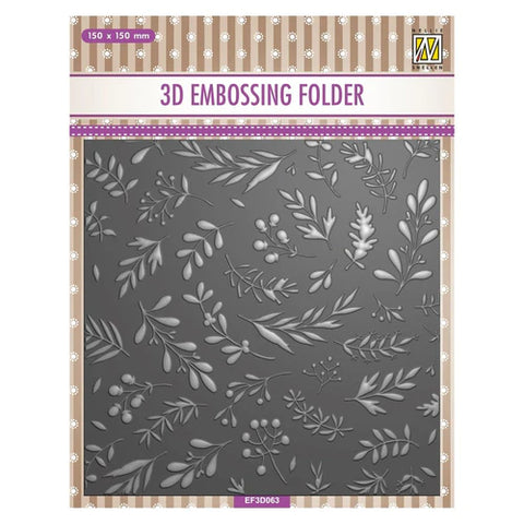 Nellie's Choice 3D Embossing Folder Square - Branches & Berries