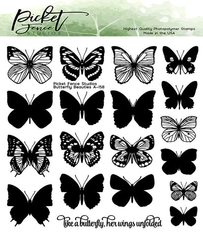 Picket Fence Studios Clear Stamp, Butterfly Beauties