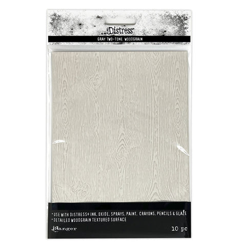 Tim Holtz Distress Woodgrain Cardstock 5"X7" 10/Pkg Light Grey