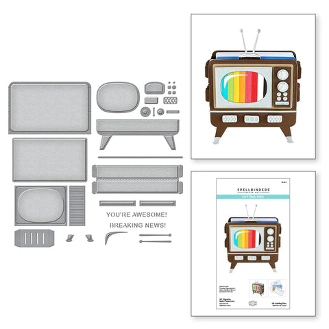 Spellbinders 3D VIGNETTE RETRO TELEVISION ETCHED DIES FROM 3D VIGNETTE COLLECTION BY BECCA FEEKEN