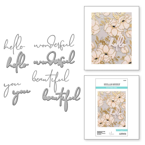 Spellbinders WONDERFUL SCRIPT SENTIMENTS ETCHED DIES FROM THE ANEMONE BLOOMS COLLECTION BY YANA SMAKULA