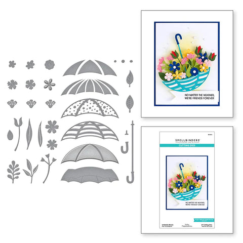 Spellbinders UMBRELLA BLOOM ETCHED DIES FROM THE SHOWERED WITH LOVE COLLECTION BY VICKI PAPAIOANNOU