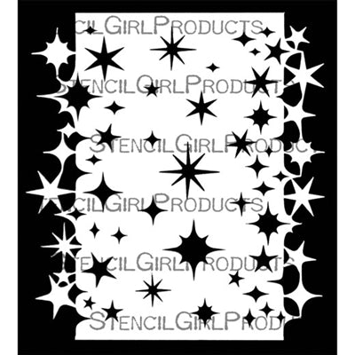 StencilGirl Products Stars Stencil with Stars Mask Double Border 6" x 6"