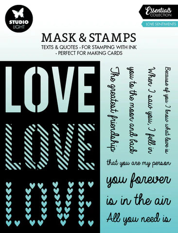 Studio Light Mask & Stamp Love Sentiments Essentials 155x155x3mm 9 PC nr.01