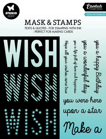 Studio Light Mask & Stamp Wish Sentiments Essentials 155x155x3mm 8 PC nr.03