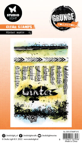 Studio Light Clear Stamp Winter Music Grunge Collection 148x105x3mm 5 PC nr.315
