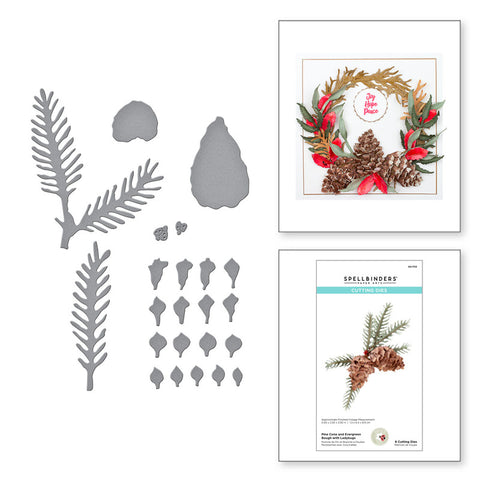 S20 Spellbinders Die, SHF - Pine Cone & Evergreen Bough w/Ladybugs by Susan Tierney Cockburn