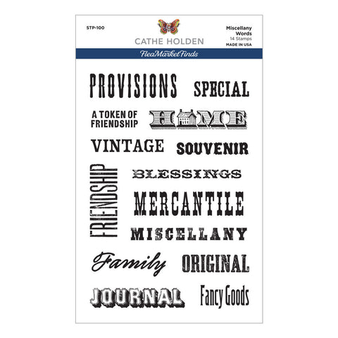 Spellbinders Miscellany Words Clear Stamp Set from the Flea Market Finds Collection by Cathe Holden