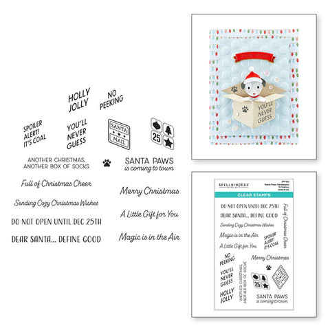 Spellbinders SANTA PAWS SENTIMENTS CLEAR STAMPS FROM THE HOLIDAY CHEER ENCLOSED COLLECTION